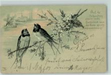 Gruss aus AK mit Glimmerauflage Litho Spruch Schwalbe 1901 AK mit Glitzer
