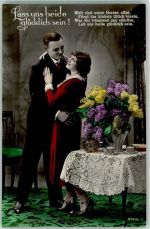 Handcoloriert Liebespaar Verlag NPG Serie 816-5 Laß uns beide glücklich sein Flieder