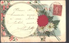 Prägedruck AK Blume 1907 AK mit Stoff