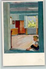 Nr. 222 Albert Welti - der Bub in der Türe Kunstwart Postkarte