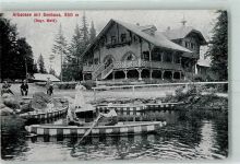 94252 W8371 Arberschutzhaus - Arbersee mit Seehaus Ruderboot Hüttenstempel