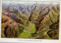 W8980 Oberstdorf Panorama von Oberstdorf im bayer. Allgäu Panoramakarte Nr. 332 Landkarte Künstlerkarte