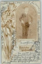 Weihnachten Kind Spazierstock Fotomontage 1904 Privatfoto AK