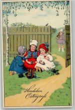 Ostern Kinder finden bunte Eier Döring, L. / LD Künstlerkarte
