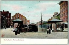 Boston Foto AK Straßenbahn East Boston Tunnel
