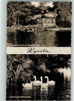 16866 O1910 Kyritz , Prignitz - Inselrestaurant Untersee-Insel Schwäne