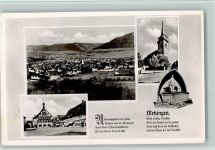 72555 W7430 Metzingen , Württ - Gesamtansicht Kirche Brunnen Rathaus Gedicht 4-Bildaufnahme