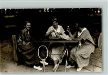 Frauenrunde mit Tennisschläger Foto 1927 AK Mode Tennis