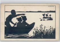 Scherenschnitt Serie H I. Nr. 19 - Ruderboot - Tierschutzverein AK Krause-Carus, A.