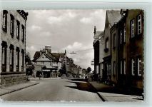 56743 W5442 Niedermendig , Kr Mayen 1958 Foto AK Bahnhofstraße, Burgruine Balduinseck, Mühle im Wohnrother Tal, Straßenbilder, sehr gute Erhaltung AK