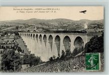 71170 Mussy-sous-Dun 1913 - Viadukt mit Eisenbahn u. Flugzeug AK