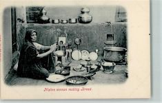 native woman making bread - 1905 AK Volkstypen / Brauchtum Indien KEINE AK