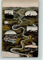 W8090 Wasserburg a. Inn Der Inn aus der Vogelschau, gute Erhaltung AK Landkarte 1936