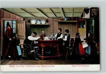 Verlag Fuchs Nr. 2025 AK Bauernstube - Feierabend Volksleben Schwarzwald