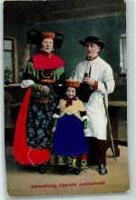 Familie AK Trachten Schaumburg-Lippe AK mit Stoff