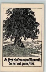 Deutsche Volkslieder, Federzeichnung - "Es steht ein Baum im Odenwald" sehr gute Erhaltung AK Ubbelohde, O. Künstlerkarte