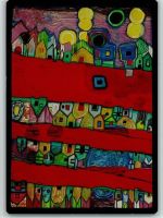 Nr. 905 - Rote Flüsse Strassen aus Blut Hundertwasser Künstlerkarte