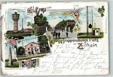 01619 O8401 Zeithain 1899 Lithographie Truppenübungsplatz Wasserwerk Kaiser-Wilhelm-Allee Korb-Signal Offizier Kaisno Pyramide des Lustlagers