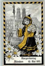 W8000 München Margeritentag sign. Schlemo Münchner Kindl AK Blumentag 1911