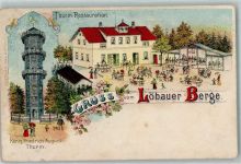 02708 O8700 Löbau Lithographie Löbauer Berge Turm-Gasthaus König Friedrich August Turm