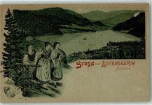 6215 Achenkirch Gebrauchsspuren Hotel Achenseehof Tracht Lithographie
