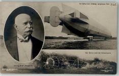 Aufstieg zur großen Fahrt , Ballon nach der Katastrophe Zeppelin, F. Graf von Foto AK