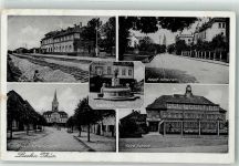 04613 O7403 Lucka , Thür Gebrauchsspuren WK II Adolf Hitler Straße Bahnhof Blick zum Marktplatz Neue Schule Wettinbrunnen