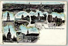 32049 W4900 Herford 1908 Gebrauchsspuren Lithographie Kriegerdenkmal Hermann Denkmal Wittekind Denkmal
