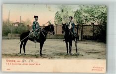 04668 O7240 Grimma 1913 Foto AK Husaren-Regiment Königin Carola Reiter handkoloriert