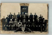 4050 Sankt Martin 1928 Gebrauchsspuren Gruppenaufnahme Bahnhof Schützen St. Martin Ort ? 1928 Privatfoto AK