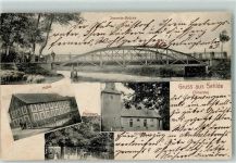 38279 W3328 Sehlde b Salzgitter 1907 - Innerste-Brücke Kirche Pfarrhaus Mühle