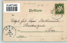 85567 W8018 Grafing b. München 1900 Lithographie Gruss aus - Bahnhof, Rathaus, Marktplatz AK