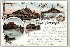 34587 W3582 Gensungen , Hess 1898 Lithographie Felsberg Altenburg Apotheke Gasthaus Zum Schwan Bahnhof
