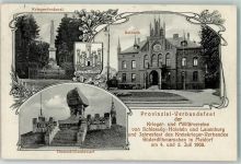 25704 W2223 Meldorf 1908 - Kriegerdenkmal Rathaus Dusenddüweswarf Provinzial-Verbandsfest der Krieger- und Miitärvereine Schleswig-Holstein und Lauenburg