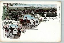 91322 W8554 Gräfenberg , Oberfr Lithographie Rathaus Egloffsteiner Tor Wolfsbergerschloss Marktplatz