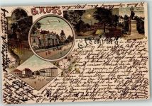 26121 W2900 Oldenburg 1898 Lithographie Befestigungsturm von 1155 Gottorp Straße Friedrich Ludwig Denkmal Casino Platz Kutsche Schiff Boot Mond Gruss Blumen