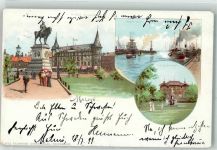 Malmö 1899 Lithographie Hotel Kramer Kungsparken Hafen Leuchtturm