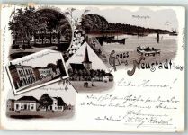 23730 W2430 Neustadt in Holstein 1897 Lithographie Hafen Amtsgericht Post Rathaus Krempertor