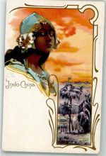 Lithographie Frau Indo-China Jugendstil