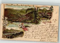 01814 O8322 Krippen 1899 Gebrauchsspuren Lithographie Schrammsteine Winterberg Kirche Schule