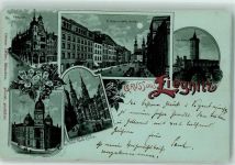 Liegnitz Legnica 1898 Gebrauchsspuren Passage kl. Ring Kath. Kirche Kgl. Schloss Post Mondschein