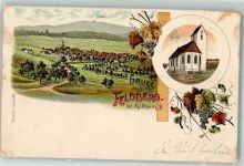 79379 W7840 Feldberg , Markgräflerl 1902 Lithographie Dorfkirche Weintrauben