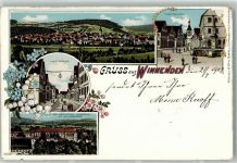 71364 W7057 Winnenden , Württ 1902 Lithographie Marktbrunnen Hauptstraße Kgl. Heilanstalt Winnenthal