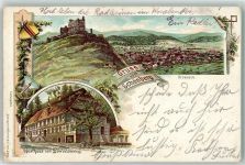 77960 W7633 Schönberg , Kr Lahr, Schwarzw 1898 Lithographie Burgruine Hohengeroldseck Gasthaus zum Löwen