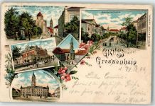01558 O8280 Großenhain , Sachs 1899 Lithographie Post Rathaus Stadthauptkirche Bahnhofstraße