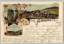93453 W8497 Neukirchen b Hl Blut 1898 Lithographie Kloster Wallfahrtskirche Aussichtsturm Hohenbogen