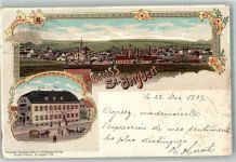 66386 W6670 St. Ingbert 1897 Gebrauchsspuren Lithographie Hotel zur Post Abschürfung Bildseite