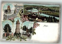 45525 W4320 Hattingen , Ruhr Lithographie Kriegerdenkmal v.1870 Kaiser Denkmal Kriegerdenkmal v. 1866
