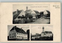 86508 W8901 Rehling - Schloßgasthaus Kirche Pfarrhof Schule