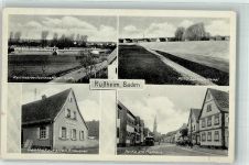 W7521 Rußheim Reichsarbeitsdienstlager Abteilung 5/274 Gasthaus zur alten Brauerei Rathaus Pfinz-Saalbach-Kanal RAD Foto AK